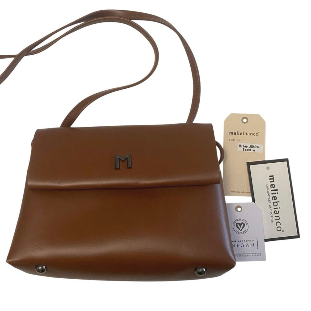 Melie Bianco Brown Vegan Leather Crossbody Bag cruelty Free Eco Friendly